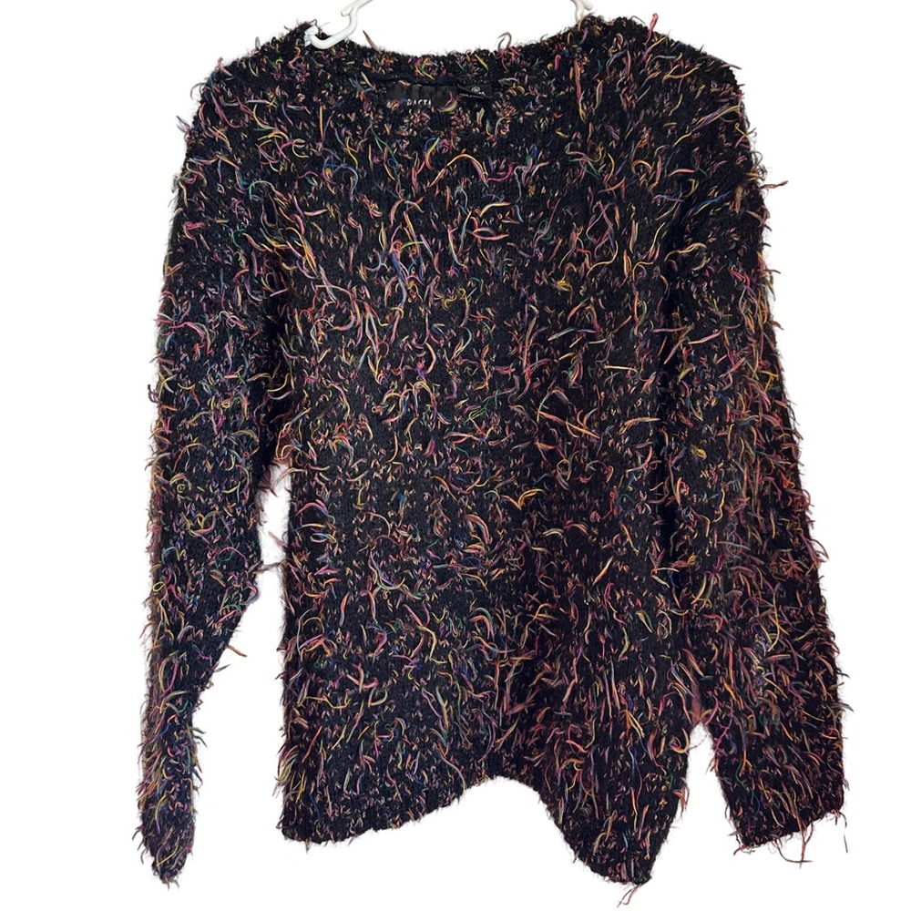 Vintage Pasta Mohair Multicolor Sweater Confetti Eyelash Crewneck Rainbow Thread